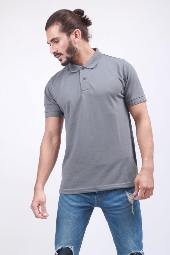 grey t shirt with collar